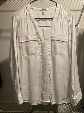 Express White Striped Blouse Top